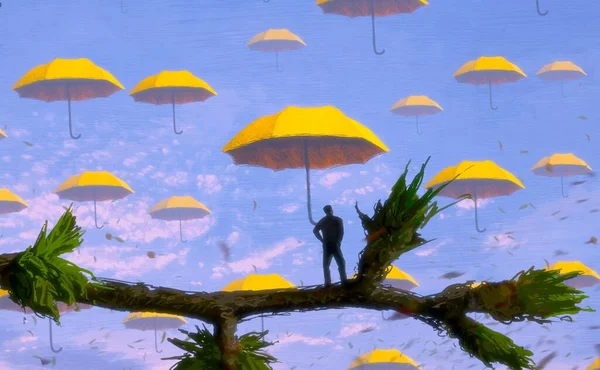 Abstract Background Human Silhouette Umbrellas — Stock Photo, Image