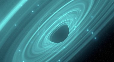 Soyut arka plan sanatı. Siyah arka planda neon halkalar. Uzay temalı sanatsal dijital arkaplan.