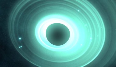 Soyut arka plan sanatı. Siyah arka planda neon halkalar. Uzay temalı sanatsal dijital arkaplan.