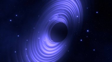 Soyut arka plan sanatı. Siyah arka planda neon halkalar. Uzay temalı sanatsal dijital arkaplan.