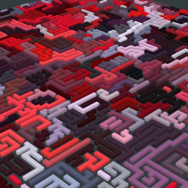 Renkli labirent arkaplanı, kopya alanı ile 3d illüstrasyon  