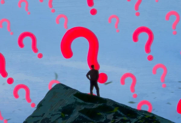 Abstract Background Human Silhouette Question Marks — Stock Photo, Image