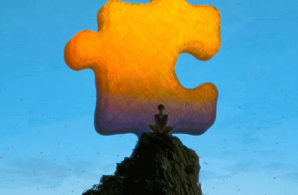 Abstracte Achtergrond Met Menselijk Silhouet Puzzelfragmenten — Stockfoto