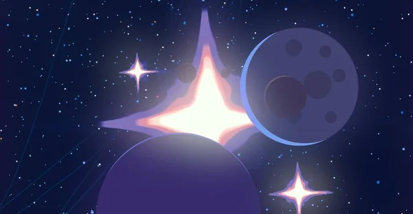 Campo Estrella Del Espacio Profundo Universo Lleno Estrellas Planetas Ilustración — Foto de Stock