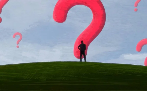 Abstract Background Human Silhouette Question Marks — Stock Photo, Image