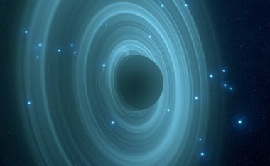 Soyut arka plan sanatı. Siyah arka planda neon halkalar. Uzay temalı sanatsal dijital arkaplan.
