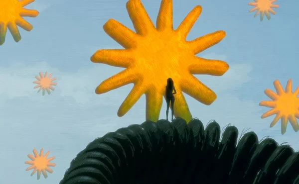 실루엣 기하학적 태양의 — 스톡 사진