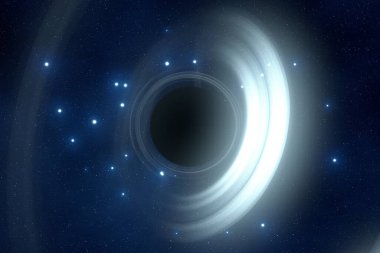 Soyut arka plan sanatı. Siyah arka planda neon halkalar. Uzay temalı sanatsal dijital arkaplan.