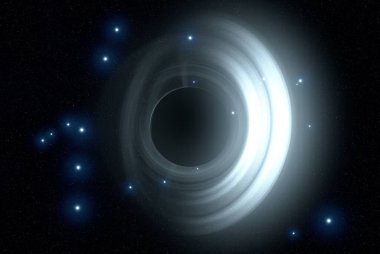 Soyut arka plan sanatı. Siyah arka planda neon halkalar. Uzay temalı sanatsal dijital arkaplan.