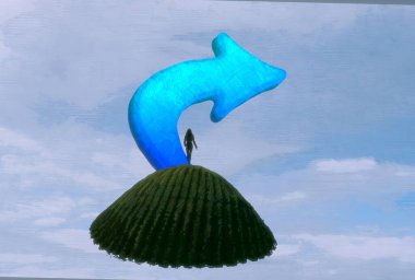 İnsan silueti ve okları ile soyut arkaplan