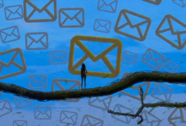 Αφηρημένο Φόντο Ανθρώπινη Σιλουέτα Και Mails — Φωτογραφία Αρχείου