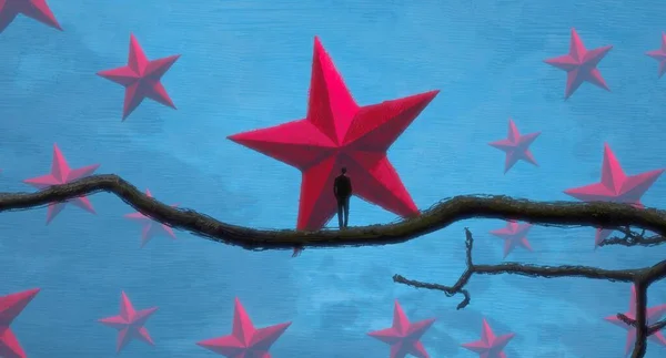 Fondo Abstracto Con Silueta Humana Estrellas — Foto de Stock