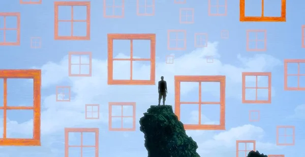 Abstract Background Human Silhouette Windows — Stock Photo, Image