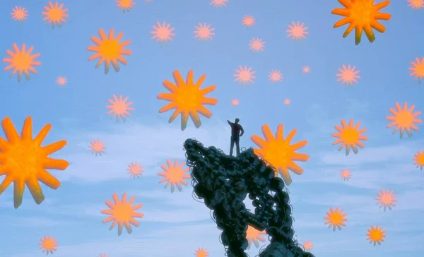 Абстрактний Фон Людським Силуетом Знаками Сонця — стокове фото
