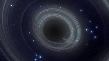 Soyut arka plan sanatı. Siyah arka planda neon halkalar. Uzay temalı sanatsal dijital arkaplan.