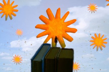 İnsan silueti ve geometrik biçimlere sahip soyut arkaplan