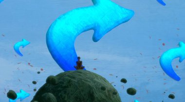 İnsan silueti ve okları ile soyut arkaplan 