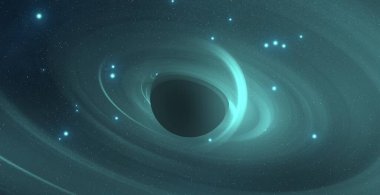 Soyut arka plan sanatı. Siyah arka planda neon halkalar. Uzay temalı sanatsal dijital arkaplan.