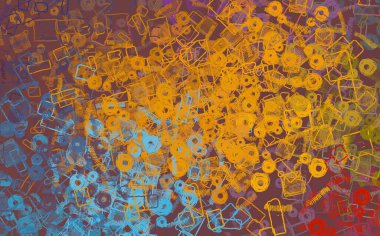 Soyut arka plan sanatı. 2D çizim. Etkileyici yağlı boya resim. Tuvalde fırça darbeleri. Modern sanat. Çok renkli arkaplan. Çağdaş sanat. İfade. Sanatsal dijital palet.