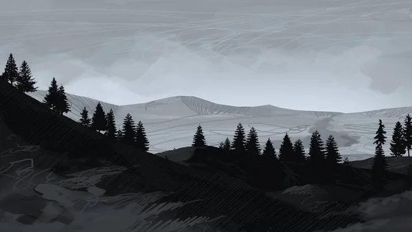 コピースペースのある抽象的な霧の山の風景自然背景 — ストック写真