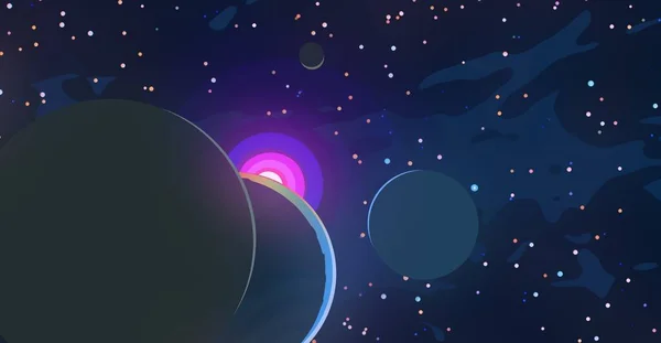 Illustration Cartoon Space Background Picture Deep Vast Space Stars Planets — Stock Photo, Image