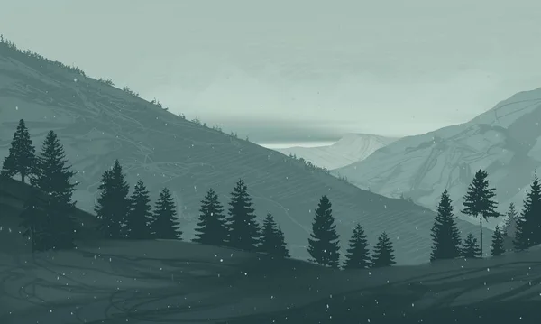 Abstraktní Mlhavé Hory Krajina Kopírovacím Prostorem Přírodní Pozadí — Stock fotografie