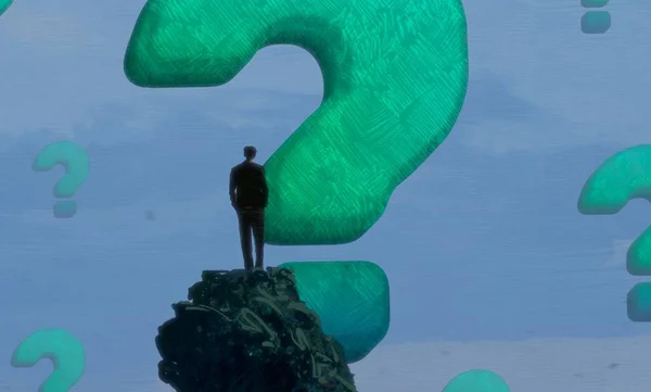 Abstract Background Human Silhouette Question Marks — Stock Photo, Image