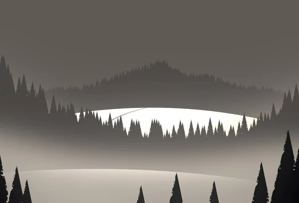 Abstract Foggy Mountains Landscape Copy Space Natural Background — Stock Photo, Image