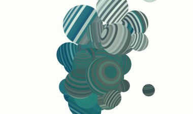 Soyut arkaplan, çok renkli balonlu 3D resim. Çağdaş sanat. Sanatsal dijital palet