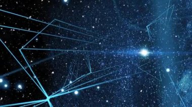 Soyut bilim kurgu görüntüleri, fütüristik video ve teknoloji konsepti. Derin uzayda veri bağlantısı ve gelecekteki yabancı gezegen.