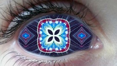 Psychedelic göz soyut renkli yüz arka plan ilmekledi