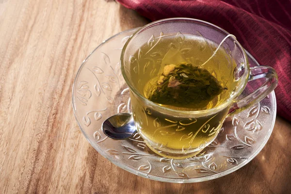 Cup Peach Oolong Green Tea Brewed Tea Bag — 스톡 사진