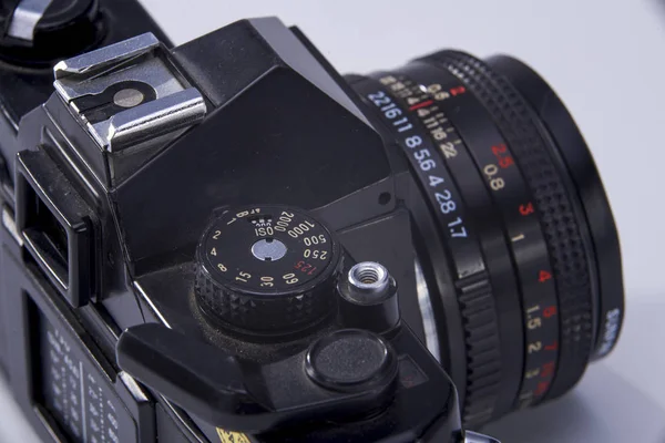 Detailní Záběr Retro Manuální Filmové Kamery — Stock fotografie