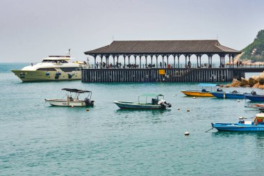 Cruise ship docked at the Hong Kong island Stanley pier