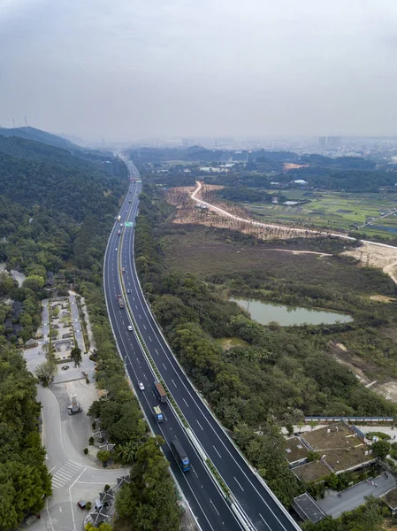 Fotografia Aérea Rodovias Nos Subúrbios Nanning Guangxi China — Fotografia de Stock