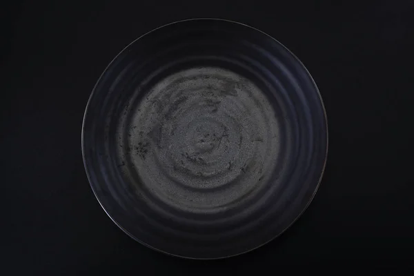 Dark Grey Ceramic Plate Water Ripple — 스톡 사진