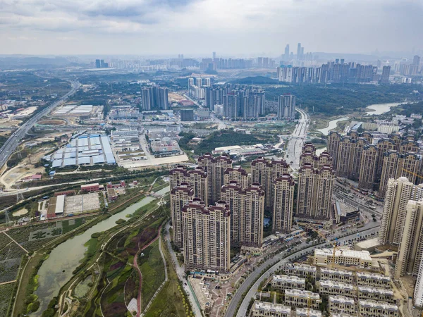 Aerial photo of Nakao River Wetland Park in China