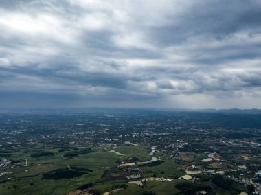 Aerial photos of rural fields, rivers and ponds in mountainous areas of China