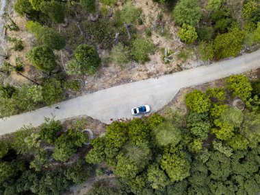 Vertical aerial photography of rural paths in rural suburbs of China