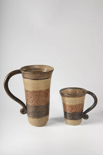 Beautiful Two Pottery Cups — 스톡 사진