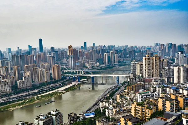 Cityscape Longo Rio Yangtze Jialing River Chongqing China — Fotografia de Stock