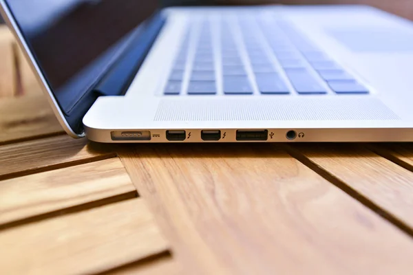 Laptop Computer Side Interface Port Closeup — стокове фото