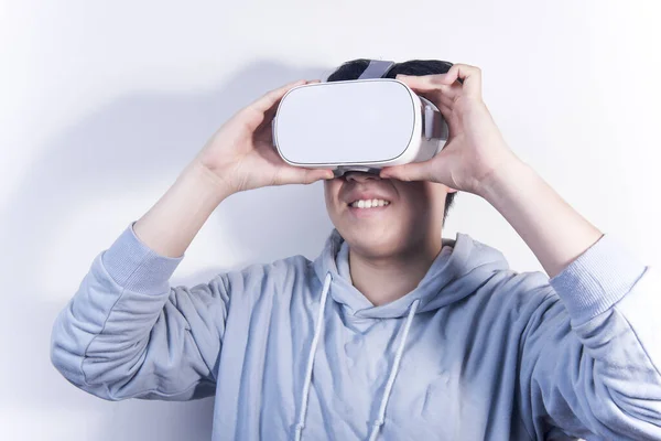 Люди Які Використовують Віртуальну Реальність Носять Окуляри Перегляду Відео — стокове фото