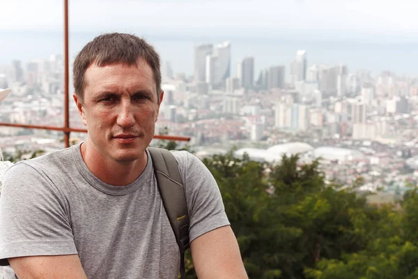 Man Posing Background City — Stock Photo, Image