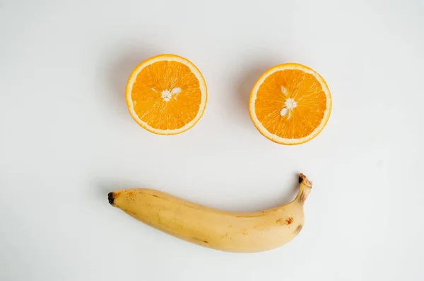 Bananas Oranges White Background — Stock Photo, Image