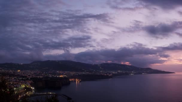 Cinemagraph.4k.Vista panoramica al tramonto della baia di Sorrento, Italia — Video Stock