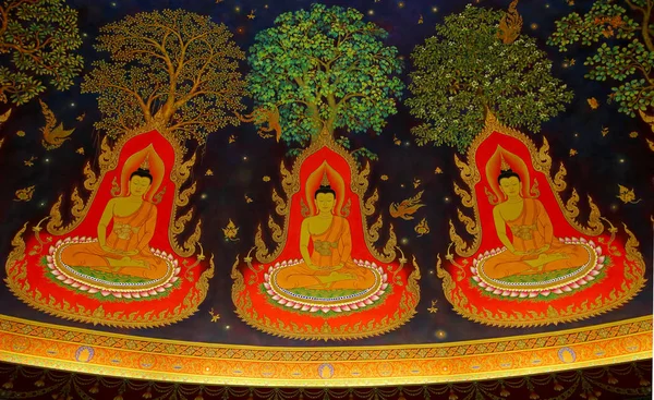 The Thai art of religion painting on wall of temple