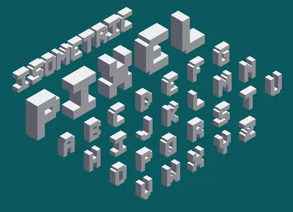 Set di caratteri isometrici pixel . — Vettoriale Stock