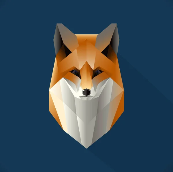 Ilustrasi polygon fox . - Stok Vektor