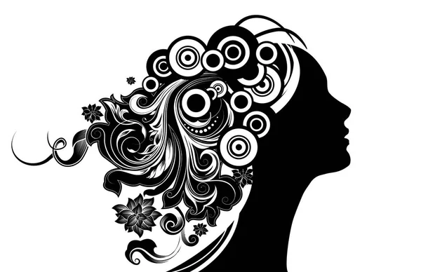 Mädchen mit geblümten Haaren — Stockvektor